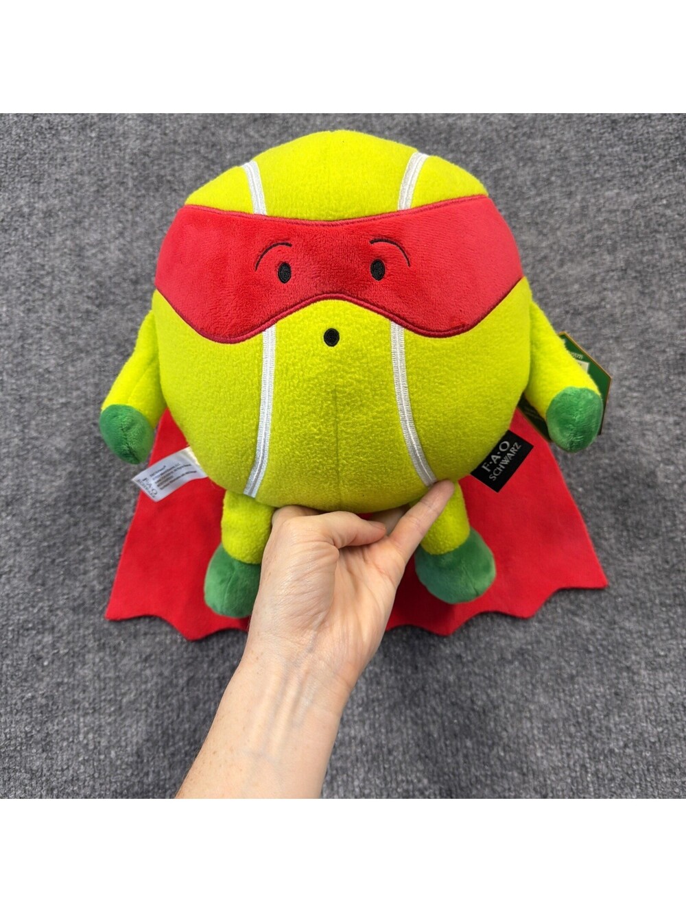 FAO Schwarz Heroes of the Game 9" Tennis Ball Plush Caped NWT